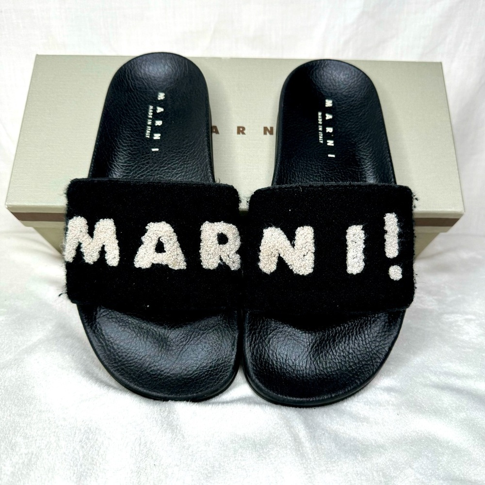 Marni slides, “mar” “ni!” black/white, size 39